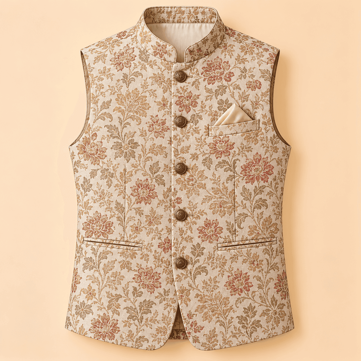 Printed Silk-Blend Nehru Jacket
