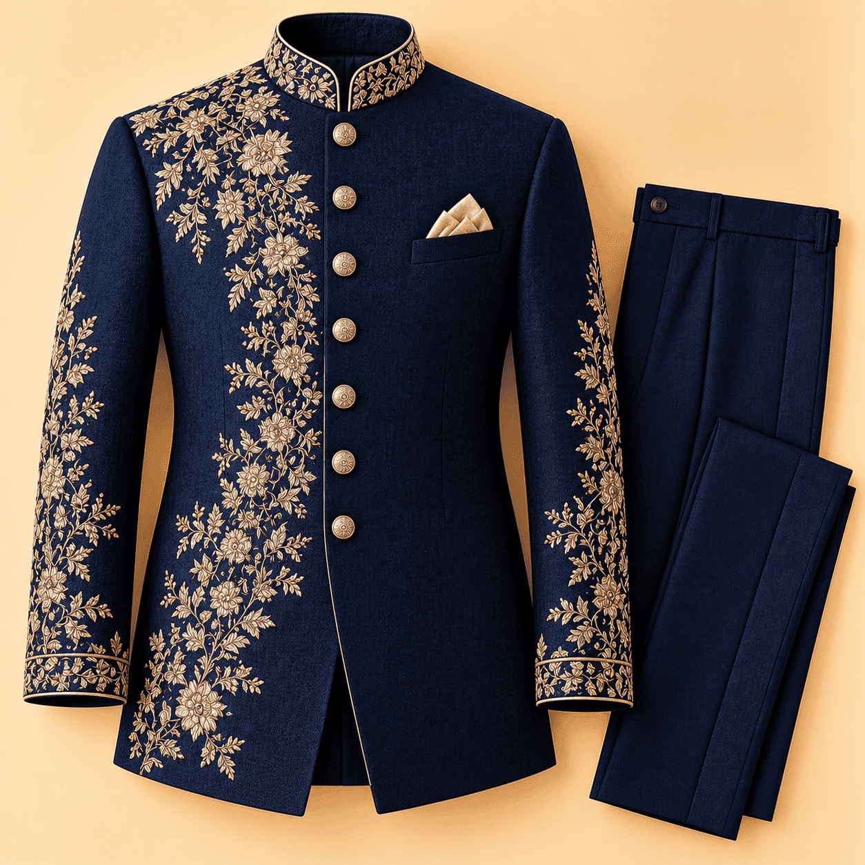 Embroidered Bandhgala Suit
