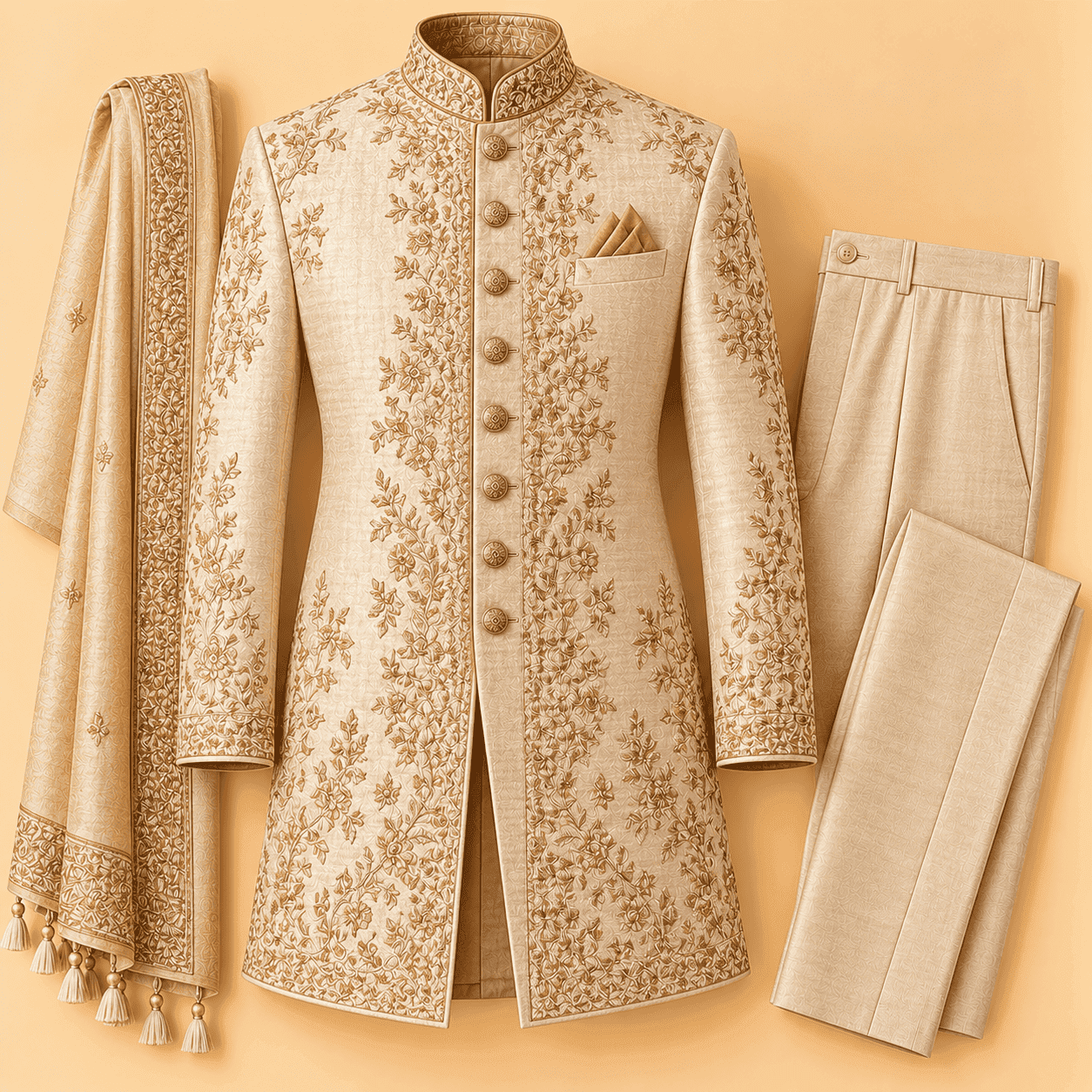Raw Silk Sherwani Set
