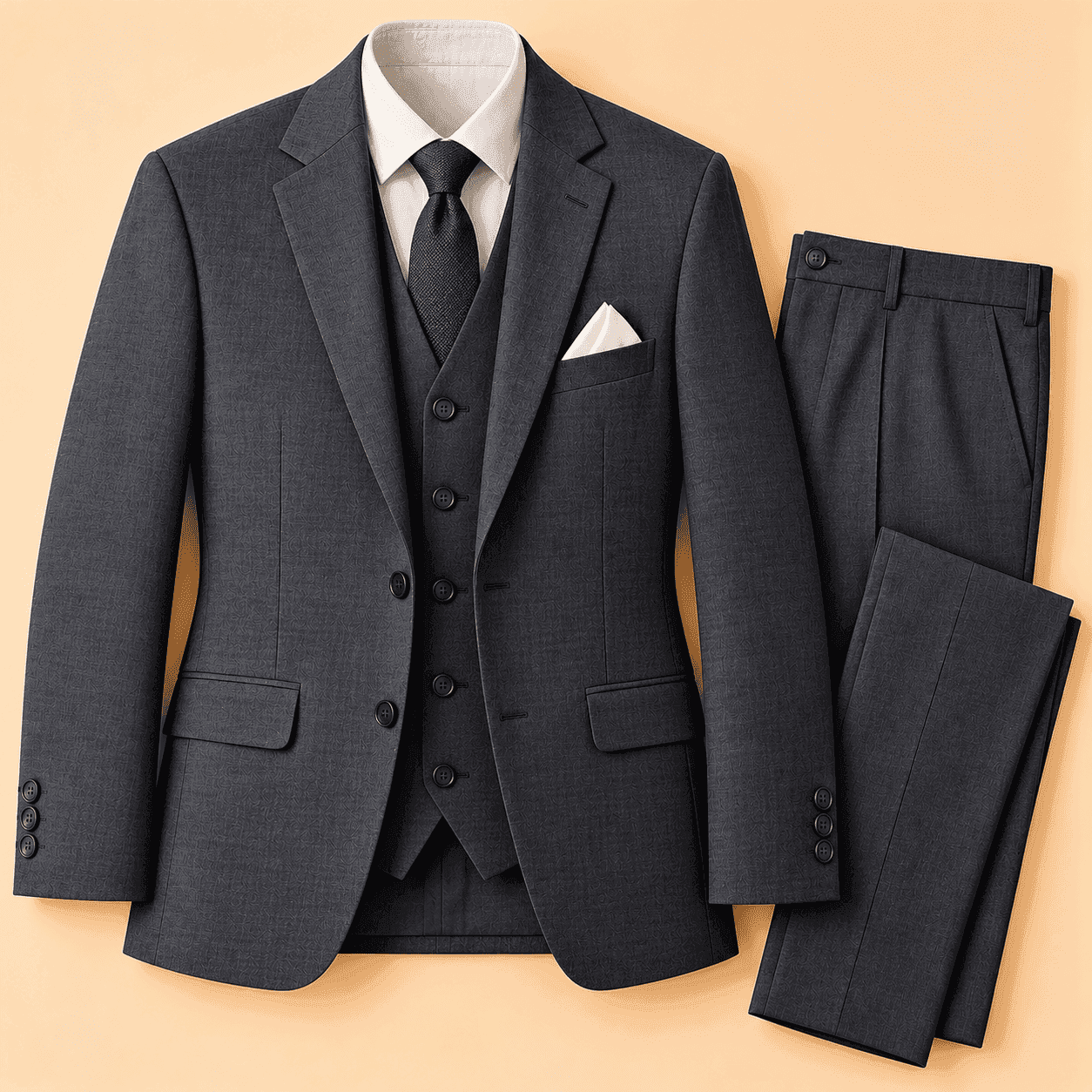 Three-Piece Wool-Blend Suit
